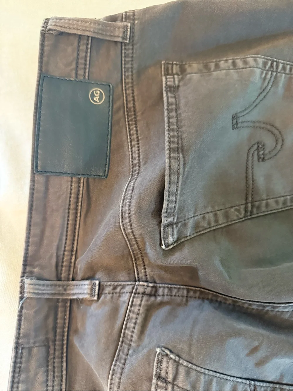 AG Everett Slim Straight Brown Sateen Pants 31x34 Like New